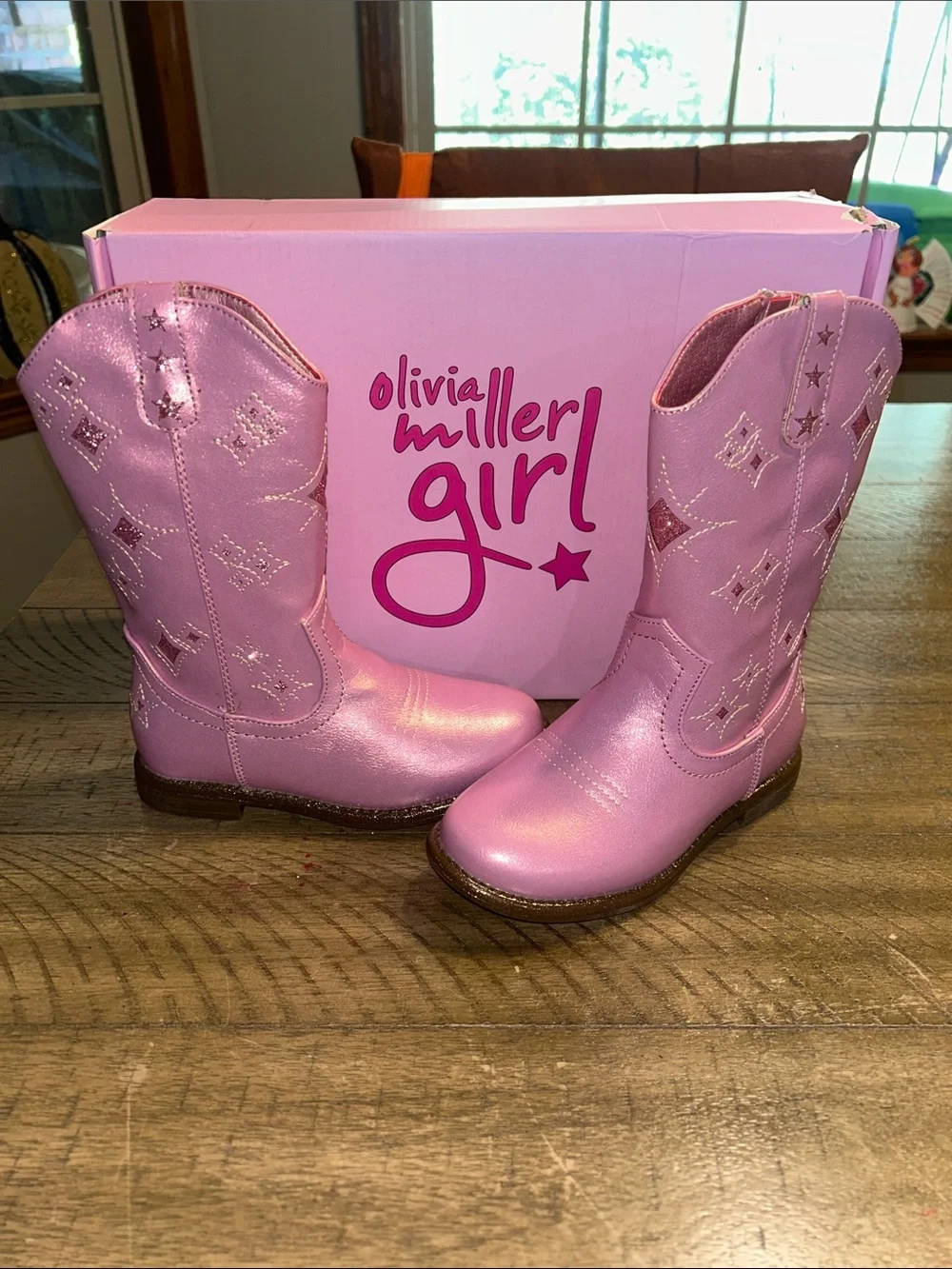 NEW Olivia Miller Shimmer Pink Girls Cowboy Boots size 11